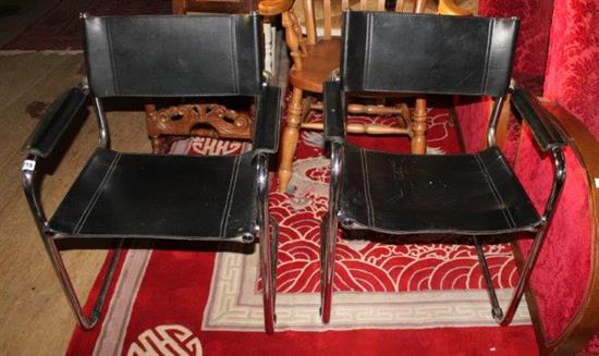 Pr leather & chrome chairs